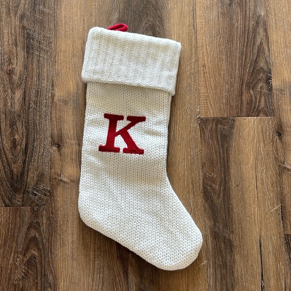 WONDERLAND Other - Wonderland white Christmas Stocking red K monogram red/white knit
